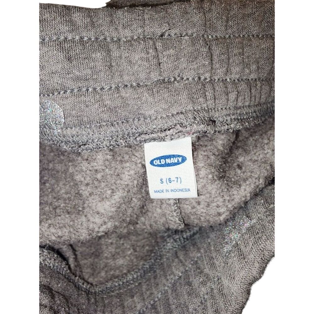 Old Navy Girls Heart Print Joggers Gray Size 6-7 Elastic Waistband - Picture 4 of 6